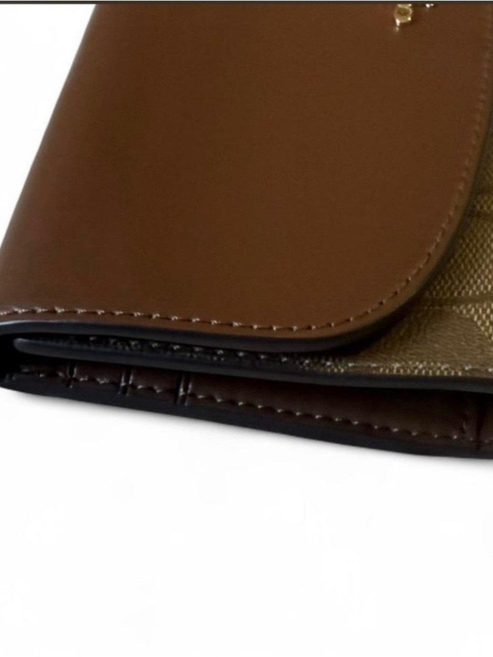 Coach Brown Signature Continental Wallet with Gold Logo - Picture 7 of 9